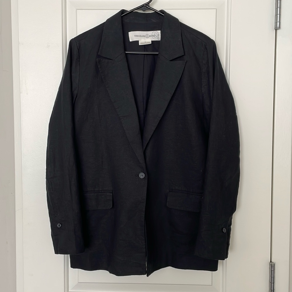 Treasure & Bond Oversized Linen-blend Blazer